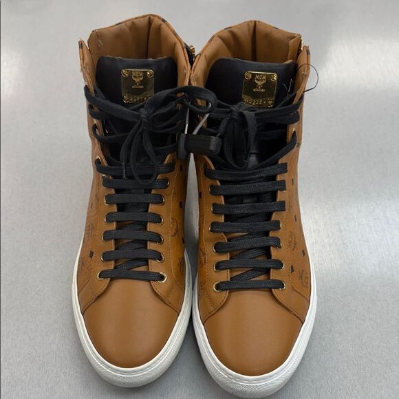MCM Tan and Black High-Top Sneakers - Picture 1 of 12